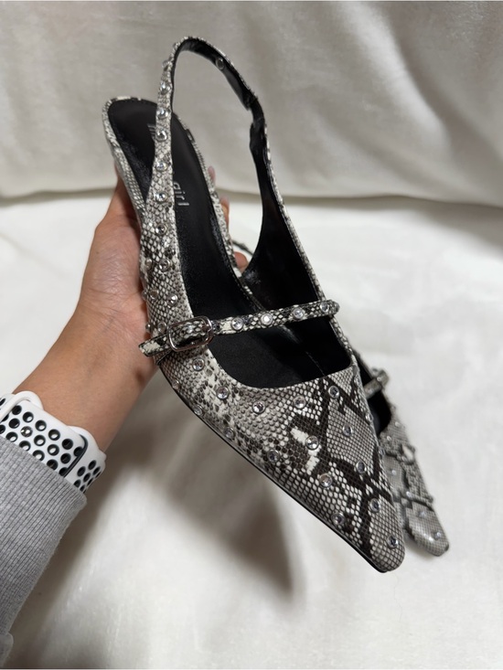 Madden Girl Shoes - Madden Girl Krystall Rhinestone Snake Print Slingback Kitten Heel Size 8.5